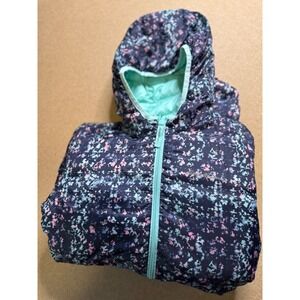 Eddie Bauer Kids Reversible Floral Puffer Jacket Hooded Size M (10/12)‎